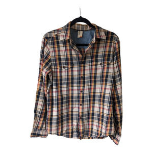Plectrum by Ben Sherman Mens Size Small Button Down Shirt Navy Yellow Red Plaid